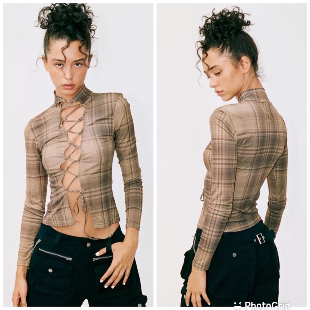 With Jean Amethyst Top in Plaid / XXS / Worn Once